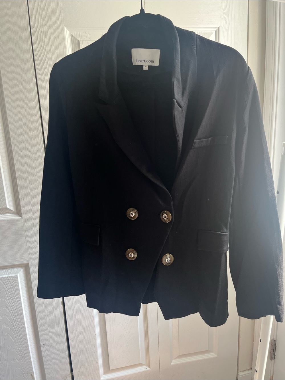 Heartloom Black Double-Breasted Blazer with Gold Buttons